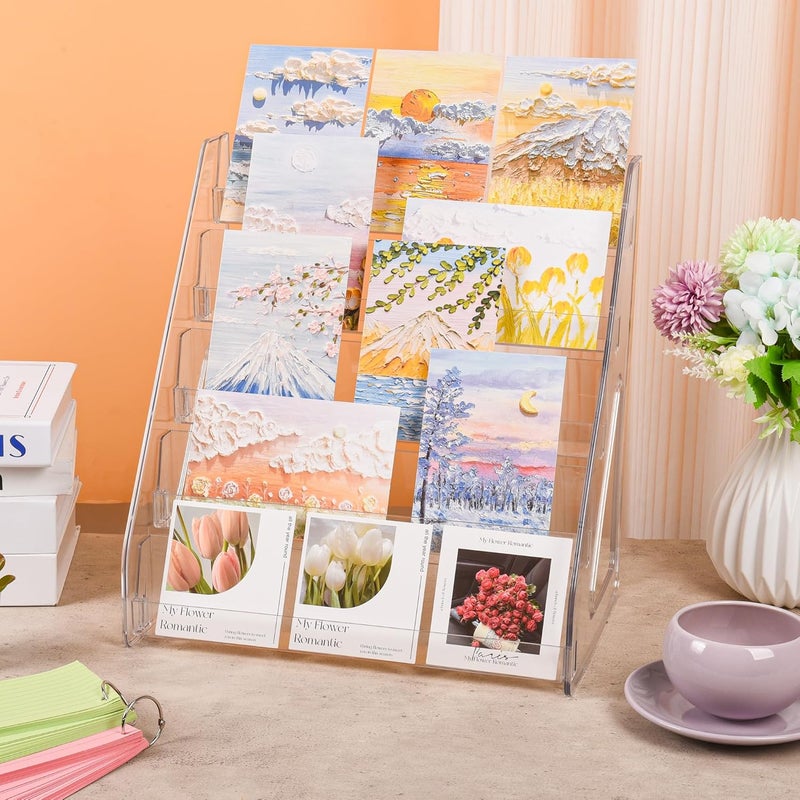 CELSOL 2 Pack Elevated 5 Tier Clear Acrylic Card Display Stand for Trading Cards, Sports Cards, Greeting Cards, Stickers – Slanted Holder for PSA Slabs, Vendors, Collectors & Retail (5 Tier 2 Pack) - Image 4
